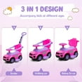 thumbnail image 6 of OLAKIDS 4 in 1 Ride on Push Car, Toddlers Stroller Sliding Walking Toy with Horn, Music, Lights, Removable Guardrails and Handle, Underneath Storage, Baby Foot-to-Floor Walker for Boys Girls (Pink), 6 of 10