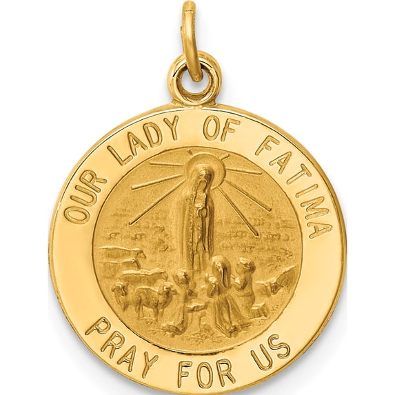 14K Yellow Gold Our Lady Of Fatima Medal Charm (19.5 X 14.5) Made In United States xr665