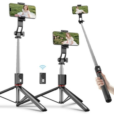 67'' Selfie Stick Tripod, Cell Phone Tripod with Integrated Wireless Remote, Portable Selfie Stick for iPhone Video Recording, Extendable Phone Stand for iPhone Android Content Creator Filming