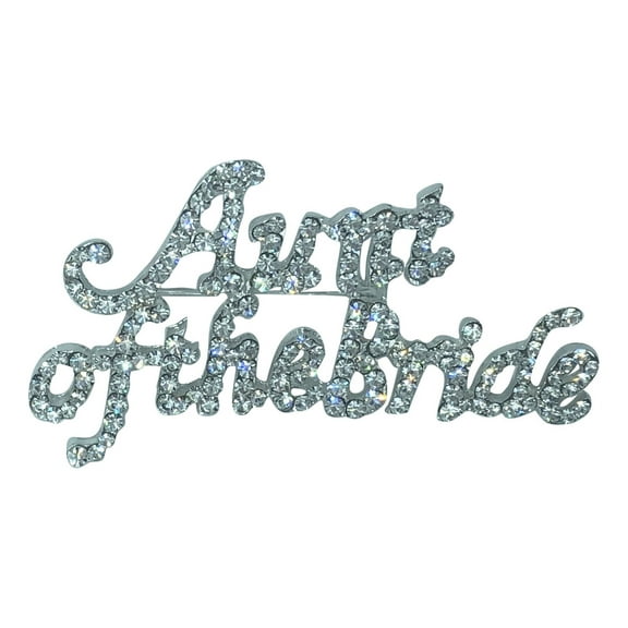 Aunt of the Bride Brooch Pin Silver Rhinestone Wedding Jewelry, Bridal Party Gift, Elegant Wedding Accessory Keepsake