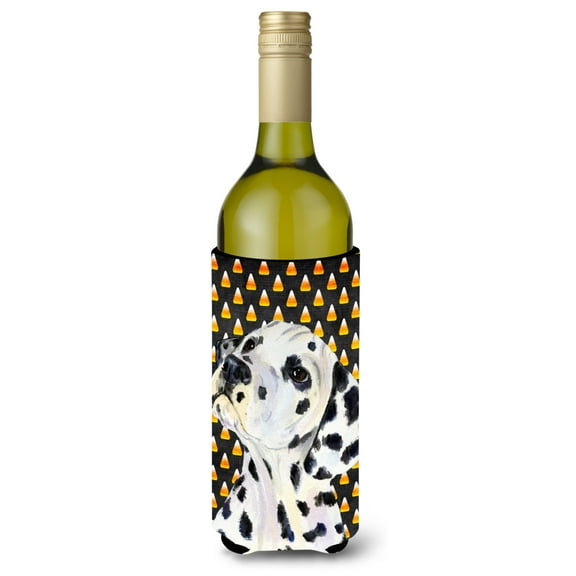Dalmatian Candy Corn Halloween Portrait Wine Bottle Hugger