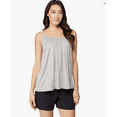 thumbnail image 2 of 32 DEGREES Cool Womens Shirred Flowly Relaxed Lounge Built-in Cups Shelf Bra Tank Cami, Ghost Grey HTR, 1X, 2 of 5