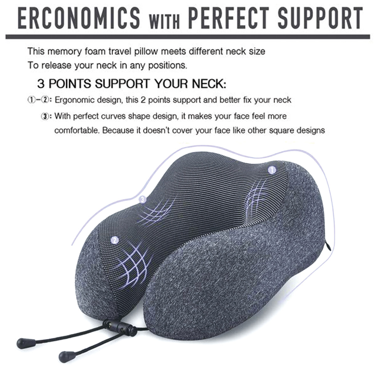 Camkey Memory Foam Neck Pillow with Eye Mask & Earplugs photo 2
