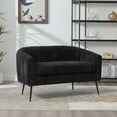 thumbnail image 4 of CKEASEAN 50.2" Chenille Small Loveseat Sofa, 2-Seat Upholstered Couch Settee with Flower Shaped Back and Metal Legs for Living Room/Bedroom, 4 of 9