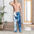 thumbnail image 4 of Salouo Blue White Fluid Art Print Pajama Pants for Men, Lounge Pants Elastic Waistband Casual Men's sleepwear Loungewear Sleep Pajama Pant -Medium, 4 of 7
