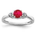 thumbnail image 3 of 925 Sterling Silver Rhodium Plated Diamond and Ruby Ring Size 8, 3 of 6