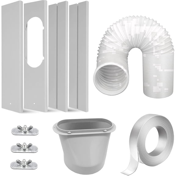 Liujie 5.9‑inch Portable Air Conditioner Window Vent Kit, Universal AC Exhaust Adapter with Hose and Sealing Tape for Sliding Window