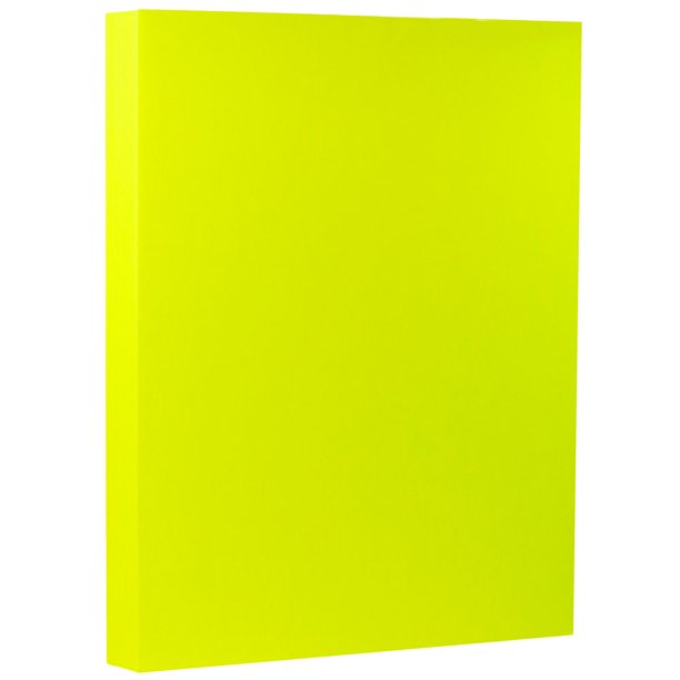 JAM Neon Cardstock, 8.5 x 11, 43lb Yellow, 50/Pack