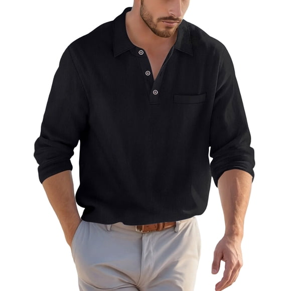 DGMIOCS Mens Short Sleeve Polo Wrinkle Resis Retro Sports Black XXL