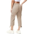 thumbnail image 5 of Satankud Women's Cargo Capris Hiking Pants for Camping Outdoor Athletic Casual Loose Comfy Elastic Waist with Pockets Quick Dry Khaki XL, 5 of 10