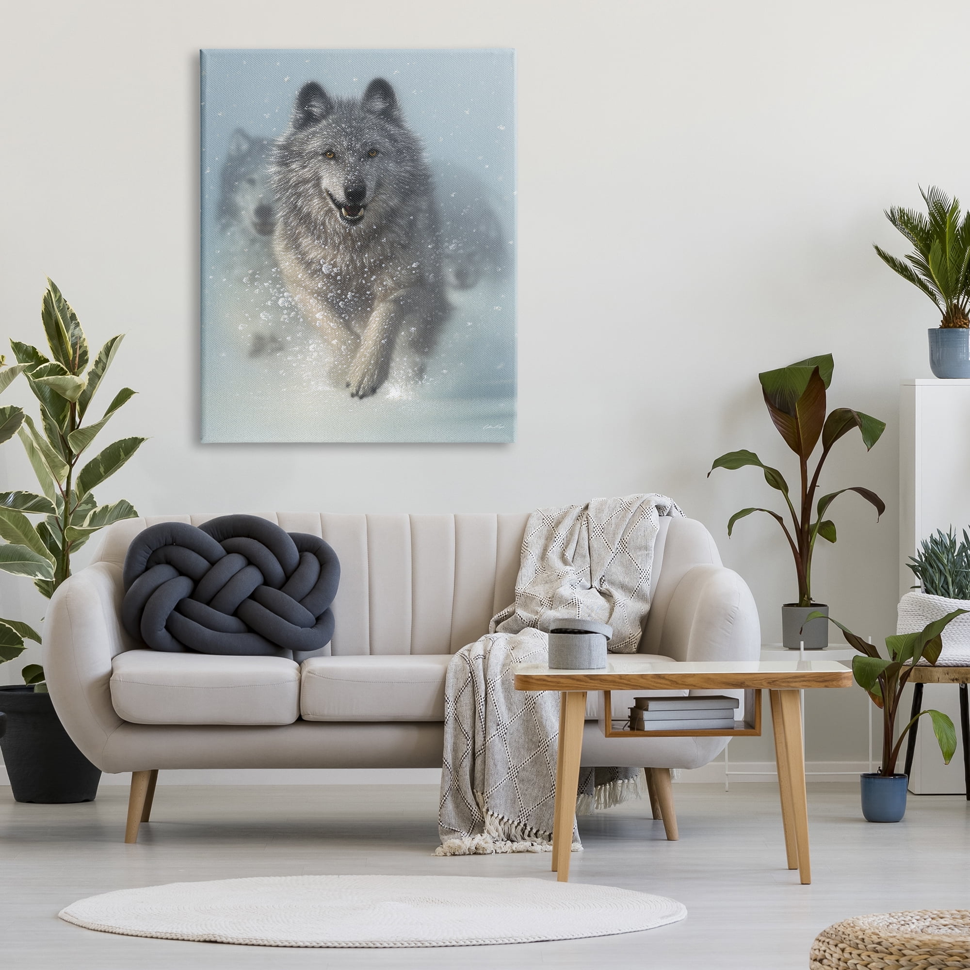 Stupell Industries Wolves Running Through Snow Siberian Wild Winter Animals, 36 x 48, Design by Collin Bogle