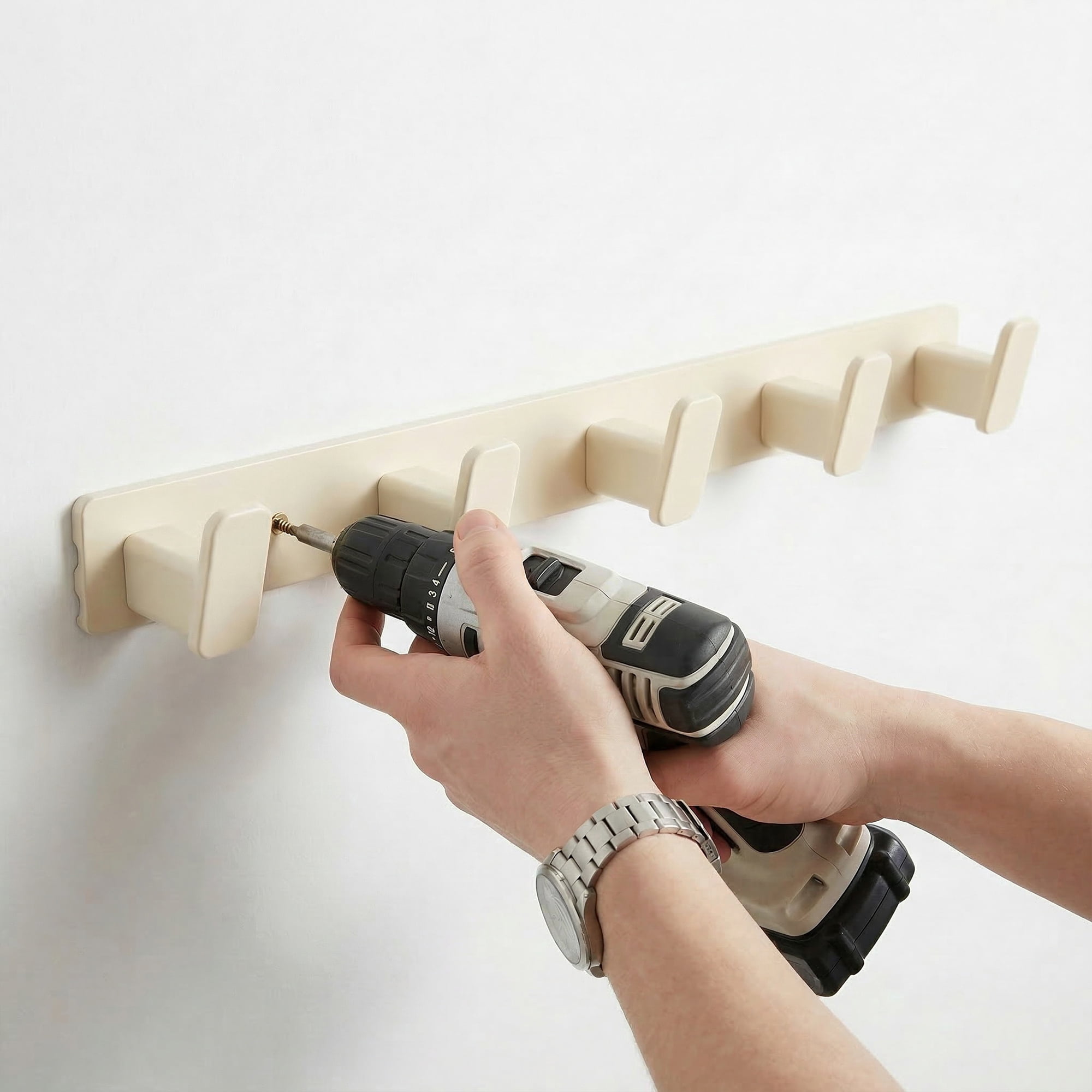 Unique Bargains Coat Rack Wall Mount Metal 5 Hooks Hat Rack for Entryway White