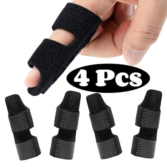 LQQBOX Finger Splint, Universal Trigger Finger Brace for Broken/Arthritis Pain and Sprain Relief, Splints for Middle, Index, Ring (4 Pack,Black)