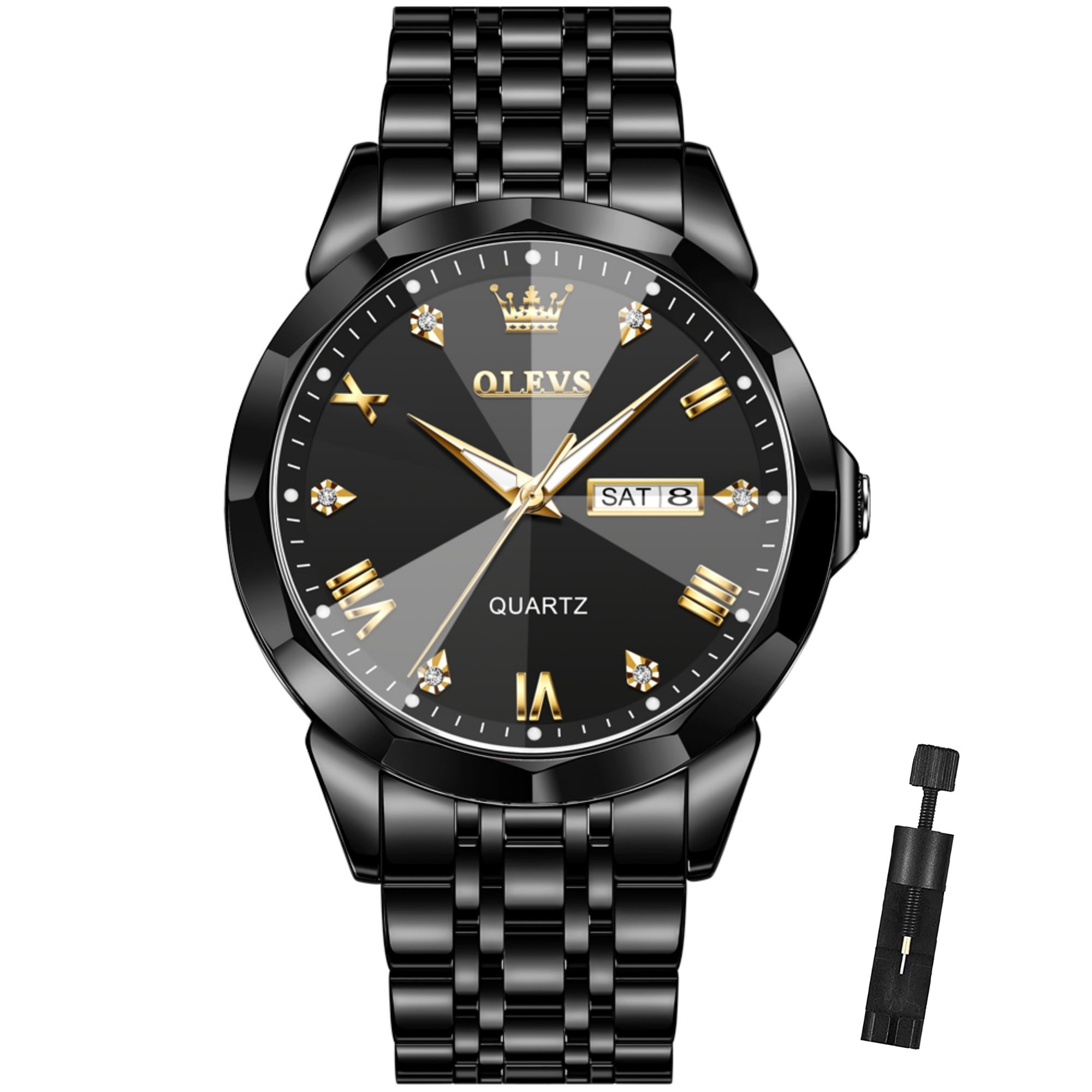 OLEVS Watches for Men Business Dress Analog Quartz Two Tone Gold Plated Stainless Steel Classic Waterproof Luminous Date Casual Mens Wrist Watches Reloj Para Hombre