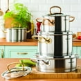 thumbnail image 3 of KORKMAZ Proline Goldset Stainless Steel Cookware Set, Cooking Pots with Lids, 8Pcs, 2.11-3.27-4.22-6.34qt, 3 of 3