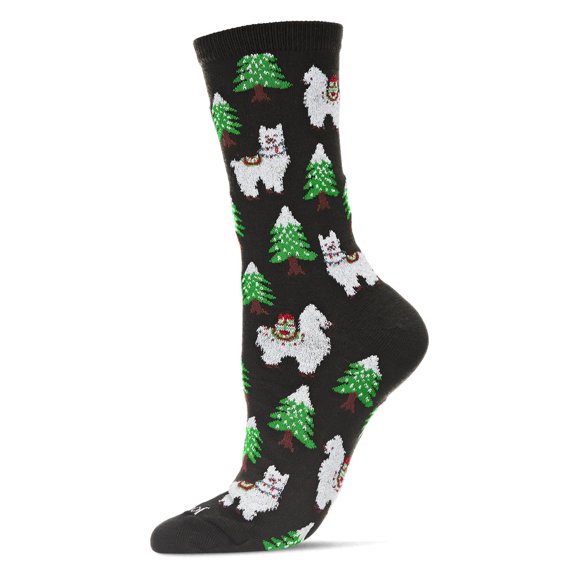 MeMoi Llama Trees Holiday Crew Sock - Womens - Female