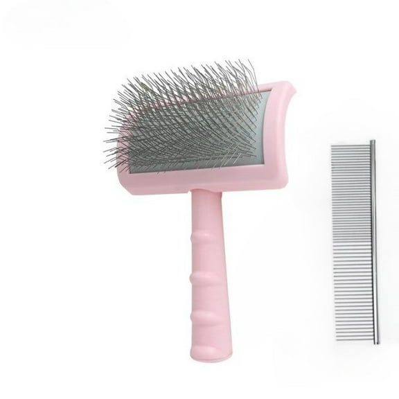 2PCS Slicker Brush for Dogs & Pet Comb,Professional Dog Grooming Brush (Goldendoodles,Poodles,Labradoodles) with Extra Long Pins to Effectively Remove Tangles, Knots and Mats (Light Pink)
