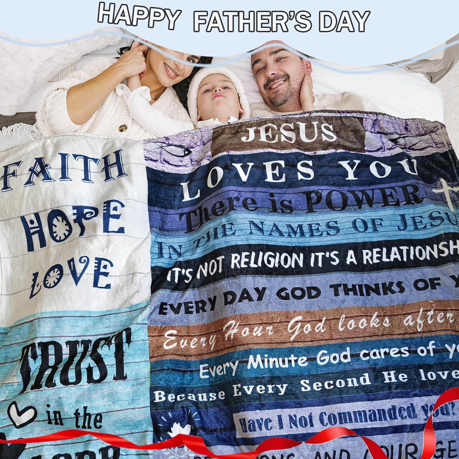 Christian Blanket Birthday Gifts for Women Men, Inspirational Scripture Throw Blanket with Bible Verse Religious Gifts (Navy, 60x80 inch, Navy Letter)