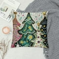thumbnail image 2 of PHYHOO Merry Christmas Decorative Throw Pillow Covers, Xmas Tree Snowman Pink Outdoor Home Decor, Stripes Holiday Cushion Case White, 2 of 5