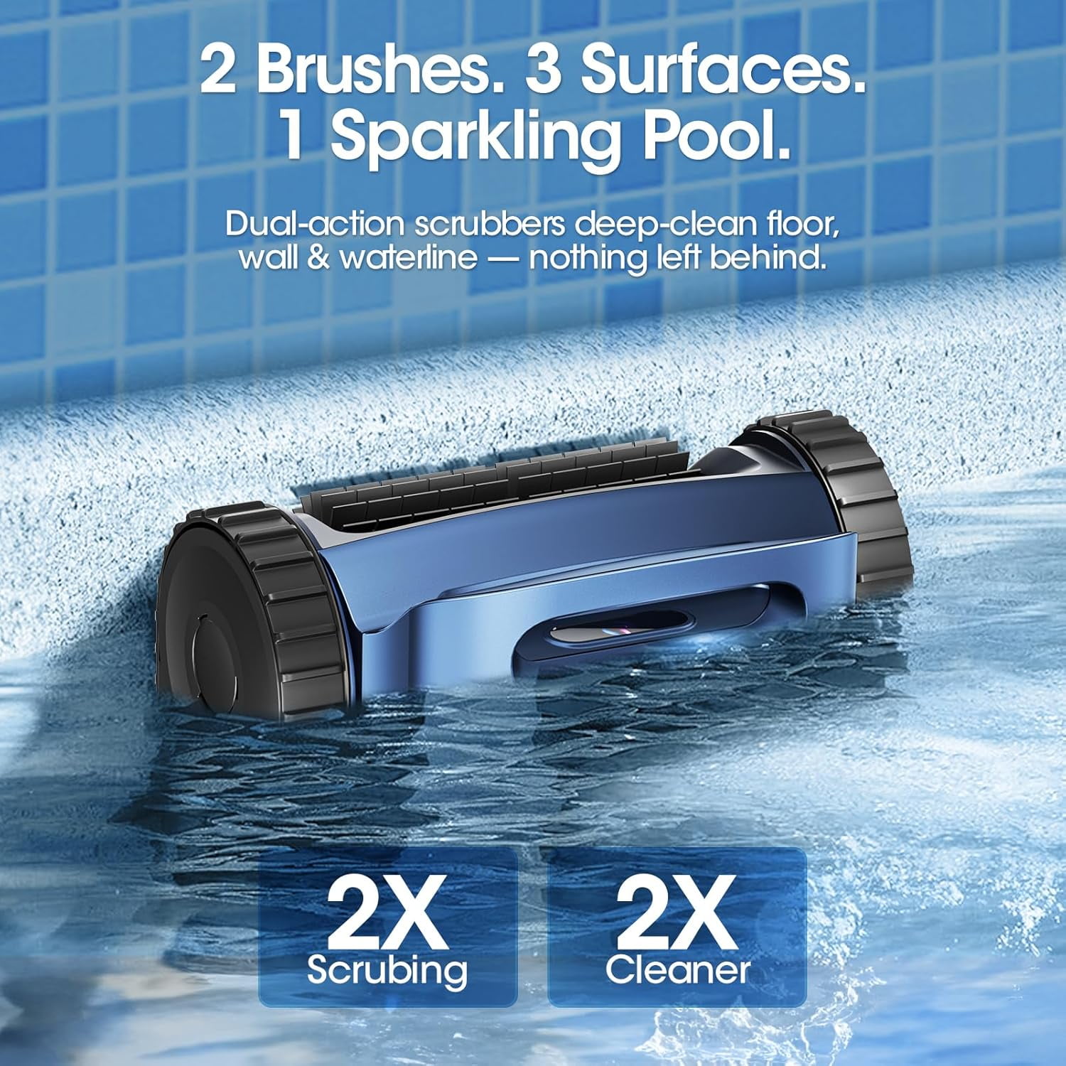 2025 Upgrade Cordless Robotic Pool Cleaner, Smart Pool Vacuum – Sonar Navigation, Auto Path Planning, Tangle-Free Design, Wall Climbing & Efficient Cleaning for In-Ground and Above-Ground Pools