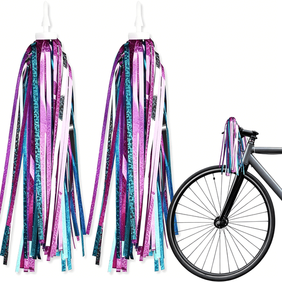 LADYGYM Rainbow Bike Streamers Holiday Bike Handlebar Tassels Colorful Bicycle Streamer Tassels for Bicycle Ornaments