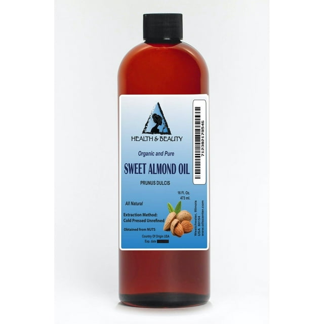 Huile d'Amande Douce Non Raffinée Biologique, Support, Pressée à Froid, 100 % pure, 16 oz