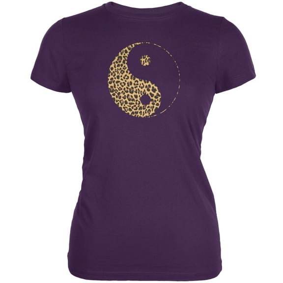 Cheetah Print Yin Yang Purple Juniors Soft T-Shirt - Medium