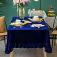 thumbnail image 3 of GLORY SEASON Velvet Luxurious Solid Rectangle Tablecloth Farmhouse Tablecloths for Party Baby Shower Kitchen Dinning Tabletop Decoration Blue 60x84 in, 3 of 11