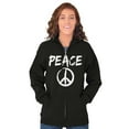 thumbnail image 4 of Hippie Peace Sign Make Love Not War Unisex Fleece Graphic Zip Up Hoodie Brisco Brands 2X, 4 of 5