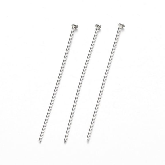 Tarnish Resistant 304 Stainless Steel Flat Head Pins Stainless Steel Color 38x0.8mm Head: 2mm for DIY
