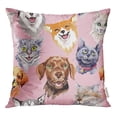thumbnail image 1 of RYLABLUE Housse de Coussin Motif Sauvage Chat et Chien en Aquarelle, 1 of 1