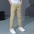 thumbnail image 3 of KyCheLot Boys Casual Cargo Pants Multi-pockets Straight Leg Trousers School Uniforms Pants 3-14 Years, 3 of 7