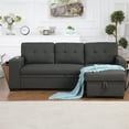 thumbnail image 3 of Aukfa 92" Sofa Bed Reversible Sectional Sleeper Sofa with Storage Chaise&Side USB &Cupholder Console for Living Room, Linen, Gray, 3 of 11