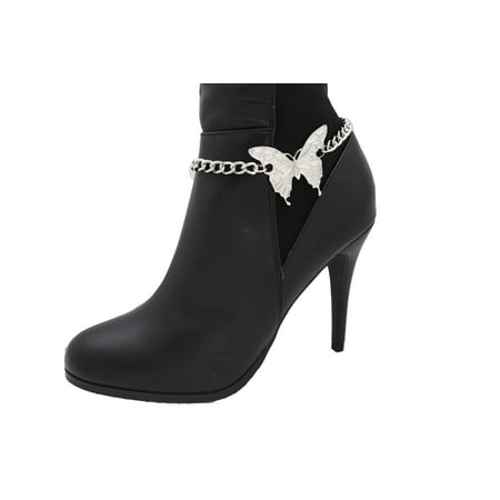 

Women Silver Chain Boot Bracelet Anklet Shoe Butterfly Charm Jewelry