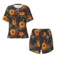 thumbnail image 4 of Kdxio Sunflowers Print Pajamas Sets for Women Short-Sleeved Pjs with Lounge Shorts Two Piece Sleepwear S-4XL, 4 of 9