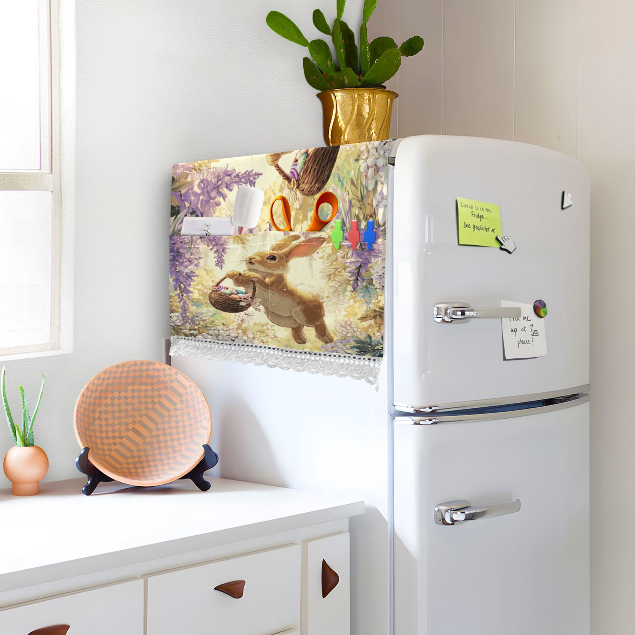 Wobogo Cute Brown Bunny Washing Machine Cover Dustproof Washer Dryer Cover Waterproof Laundry Room Decorative Protector