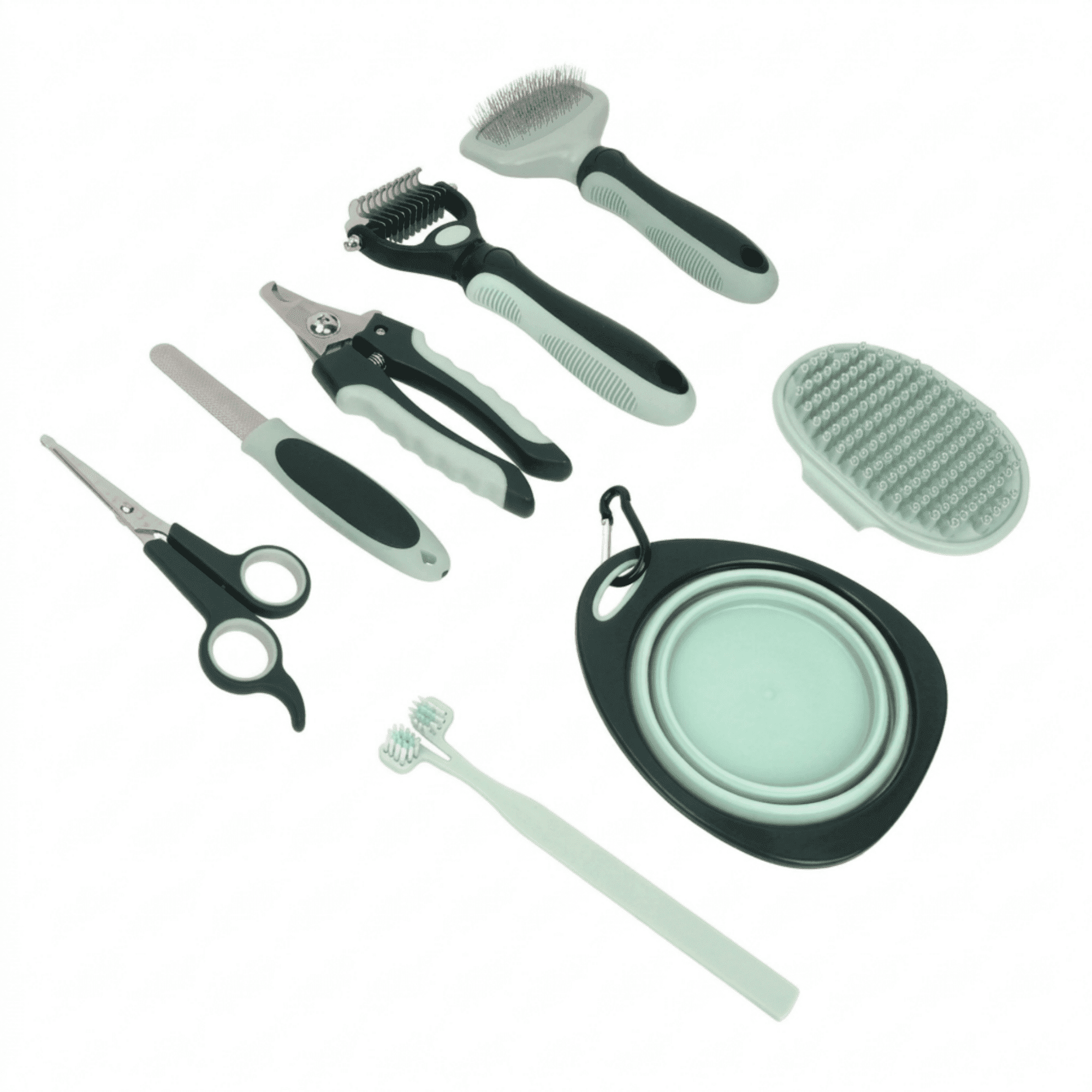 8-in-1 Pet Grooming & Care Kit for Dogs and Cats Professional Pet Grooming Tools with Carry Case Includes Deshedding Tool Nail Clippers Massage Brush and Collapsible Bowl for Home or Travel