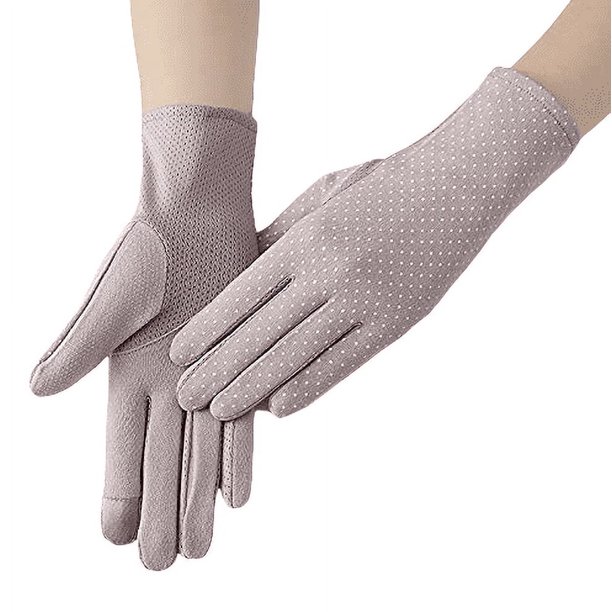 Zhuge Guantes protectores solares, guantes protectores ultravioleta, para mujeres, talla media, lila