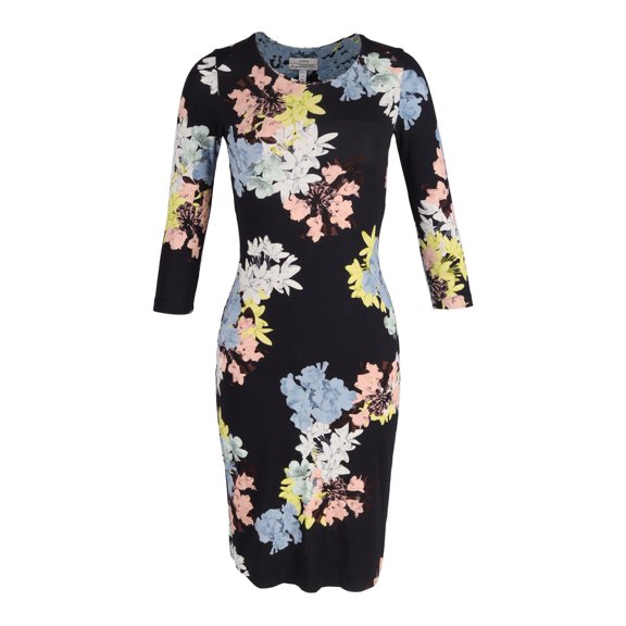 Pre-Owned Erdem Floral Jersey Midi Dress in Black Cotton