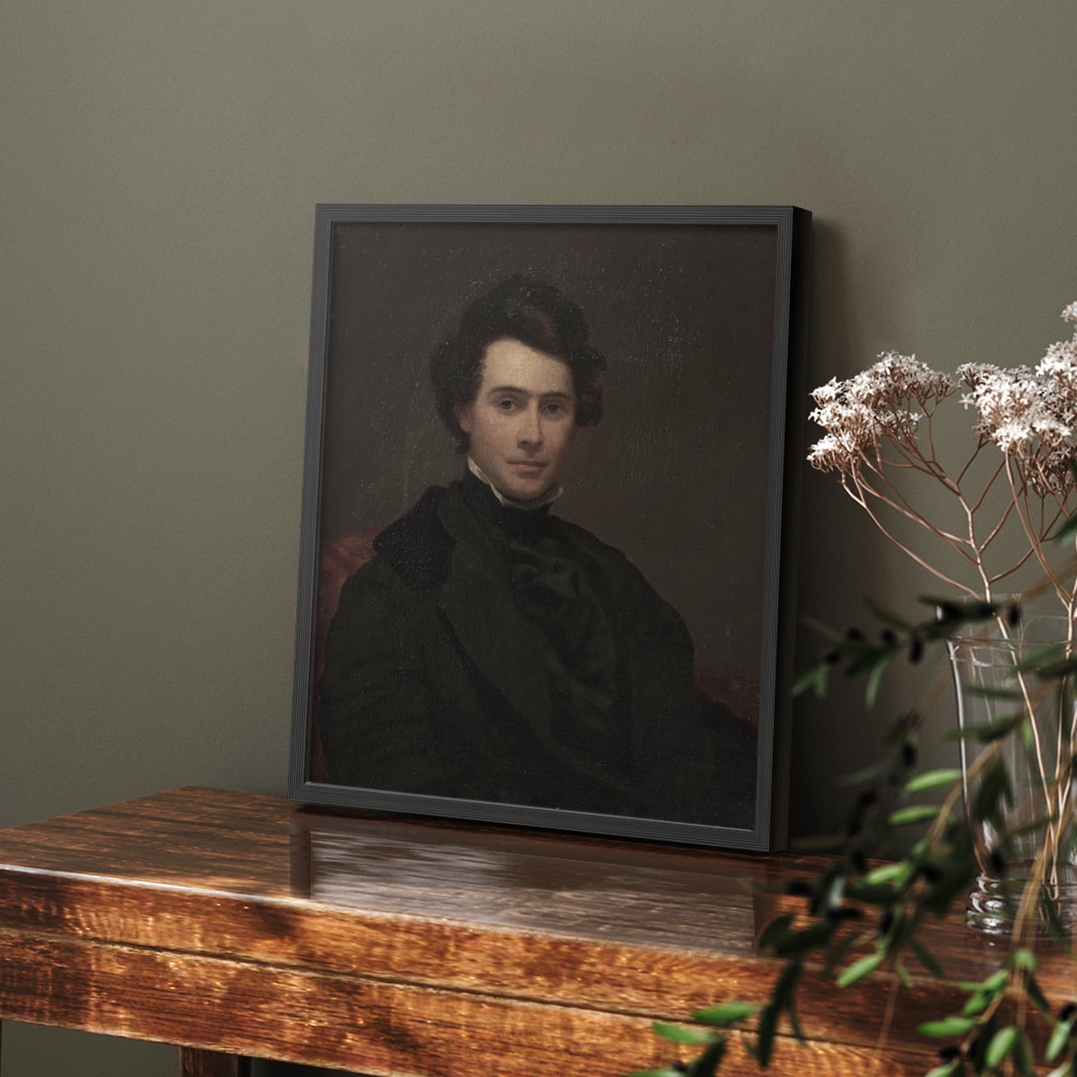 Vintage Portrait Print III - 14in. x 11in. Vintage Framed Print in Black Wood Frame