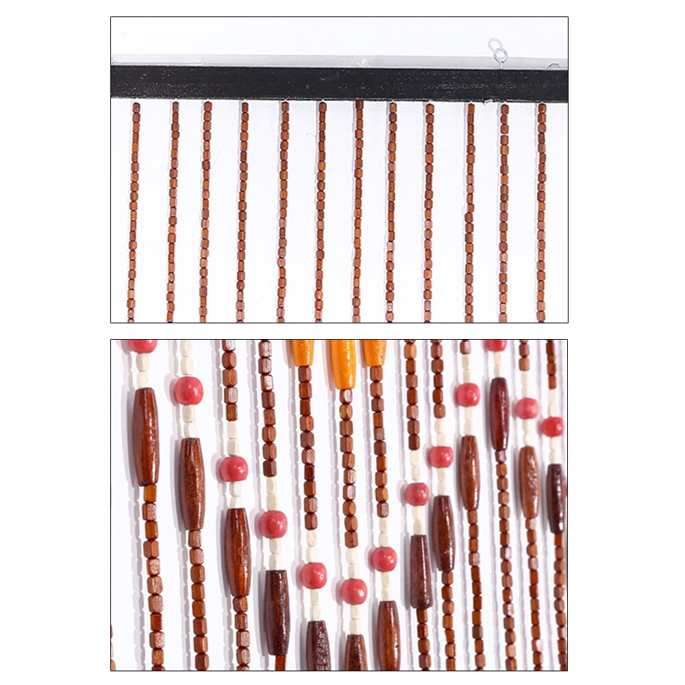 Wooden Beaded Curtain, 31 Strands 35.4" x 86.6" Door String Curtains, Beads Hanging Fringe Room Divider Curtain for Doorways Hallway Entrance Multi-Scenario