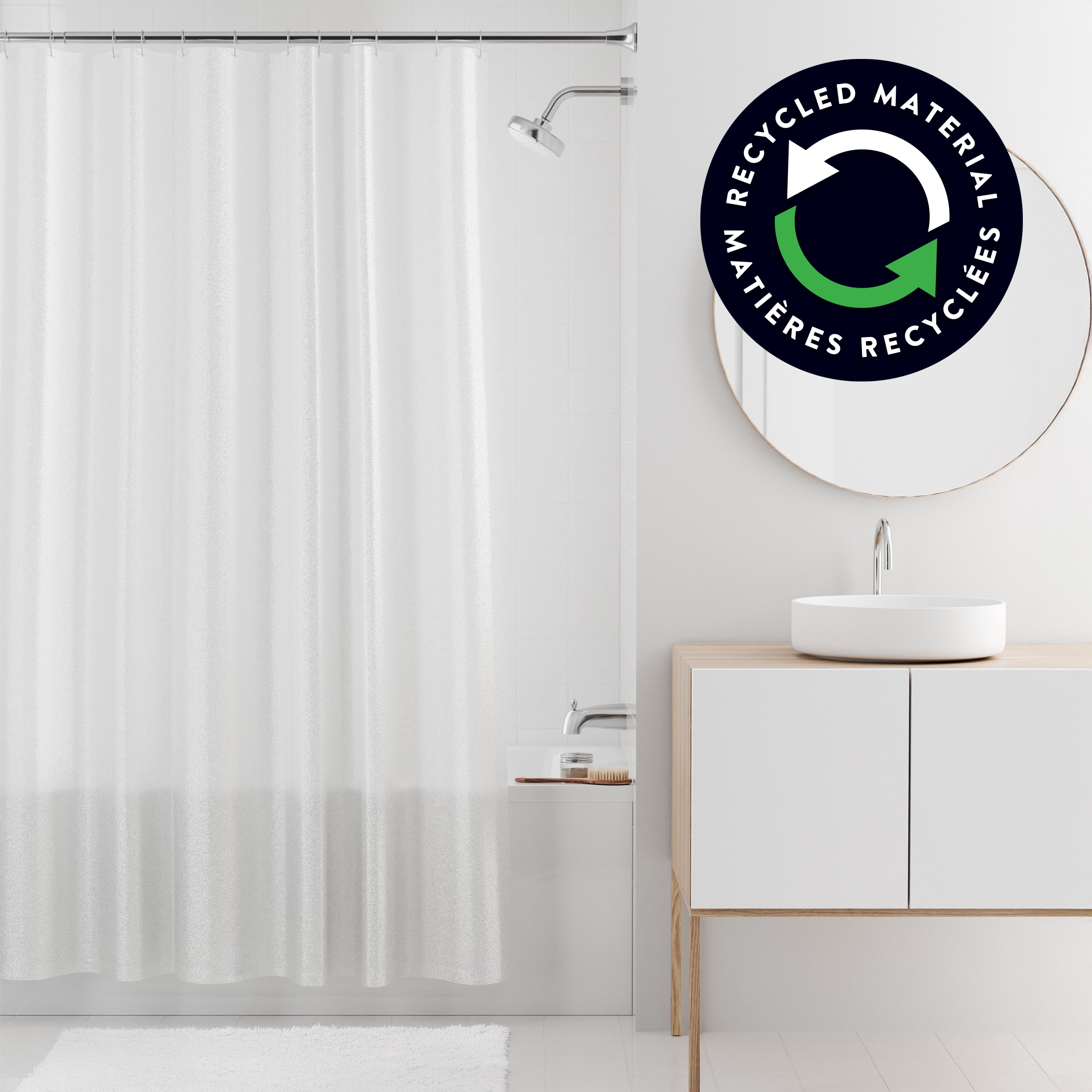 Mainstays Sparkle Waterproof PEVA Shower Curtain, Made with Recycled
