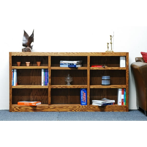 Concepts In Wood 9 Shelf Triple Wide, 36 X 48 Oak Bookcase