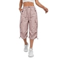 thumbnail image 2 of sdhkgrrt Women's Cargo Capris Pants with Pockets Lightweight Quick Dry Travel Summer Pants Casual Loose Comfy Athletic Pants, Pink XL, 2 of 7