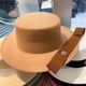 thumbnail image 4 of Sombreros Fedora para mujer, parte superior plana, moda elegante, sombreros de vestir, Panamá, iglesia, cinta de boda, sombrero de fieltro para hombre, sombrero de Jazz, 4 of 5