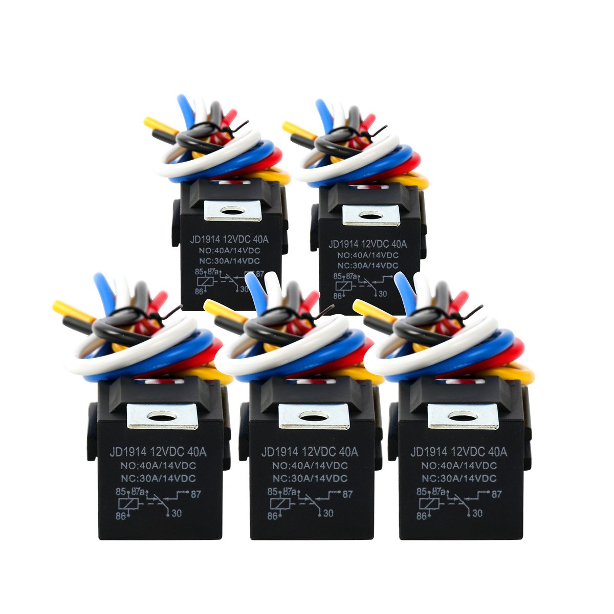 8milelake Spdt Automotive Relay 12v 30 40 Amp 5 Pack With