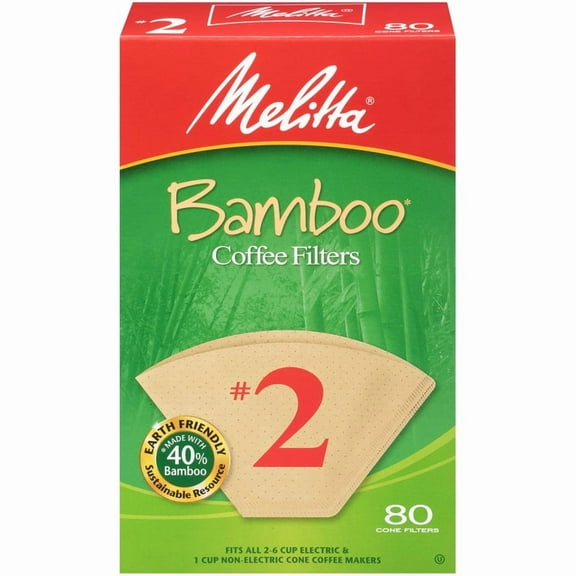 Melitta #2 Bamboo Cone Coffee Filters, 80 ct. Box
