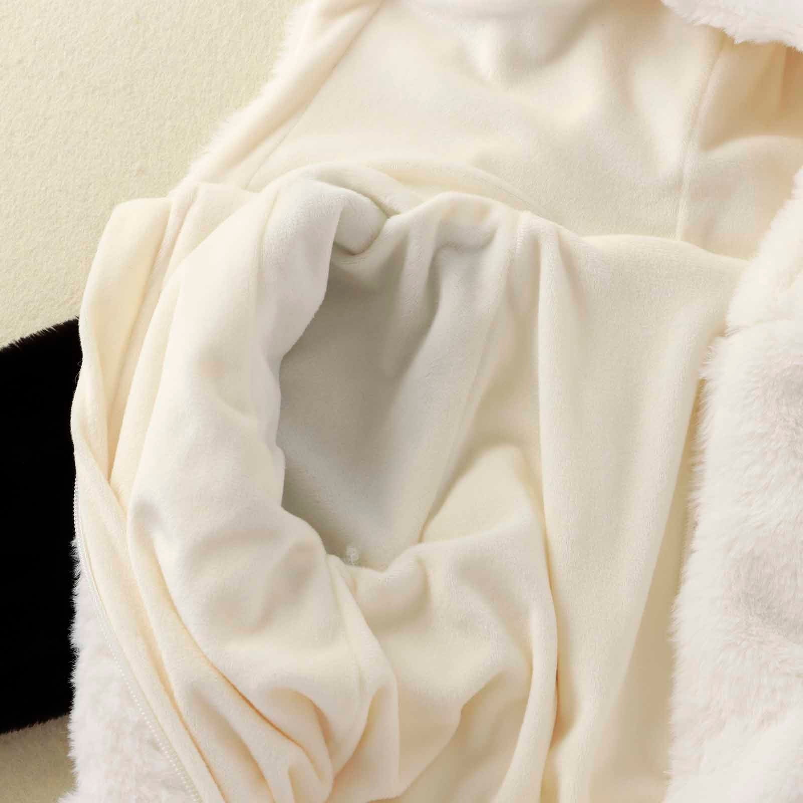 Baby Fluffy Jumpsuit Hooded Fleece Rompers Long Sleeve Zipper Onesie Outwear