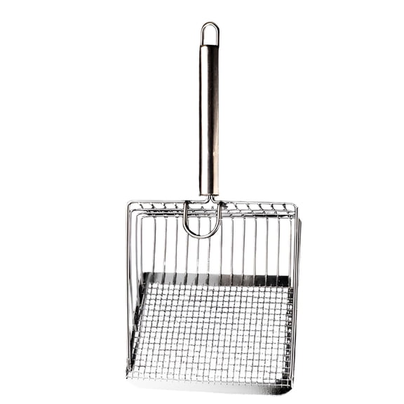 ACDANC Cat Litter Scoop Stainless Steel Sturdy Large Poop Scooper for Litter Box Multifunctional Hangable Cat Scoop with Ergonomic Handle for Home Cattery Pet Shop Safety