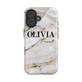 thumbnail image 1 of Personalised Cream Marble Name iPhone 16 Case, iPhone 13 Pro Max, 1 of 5